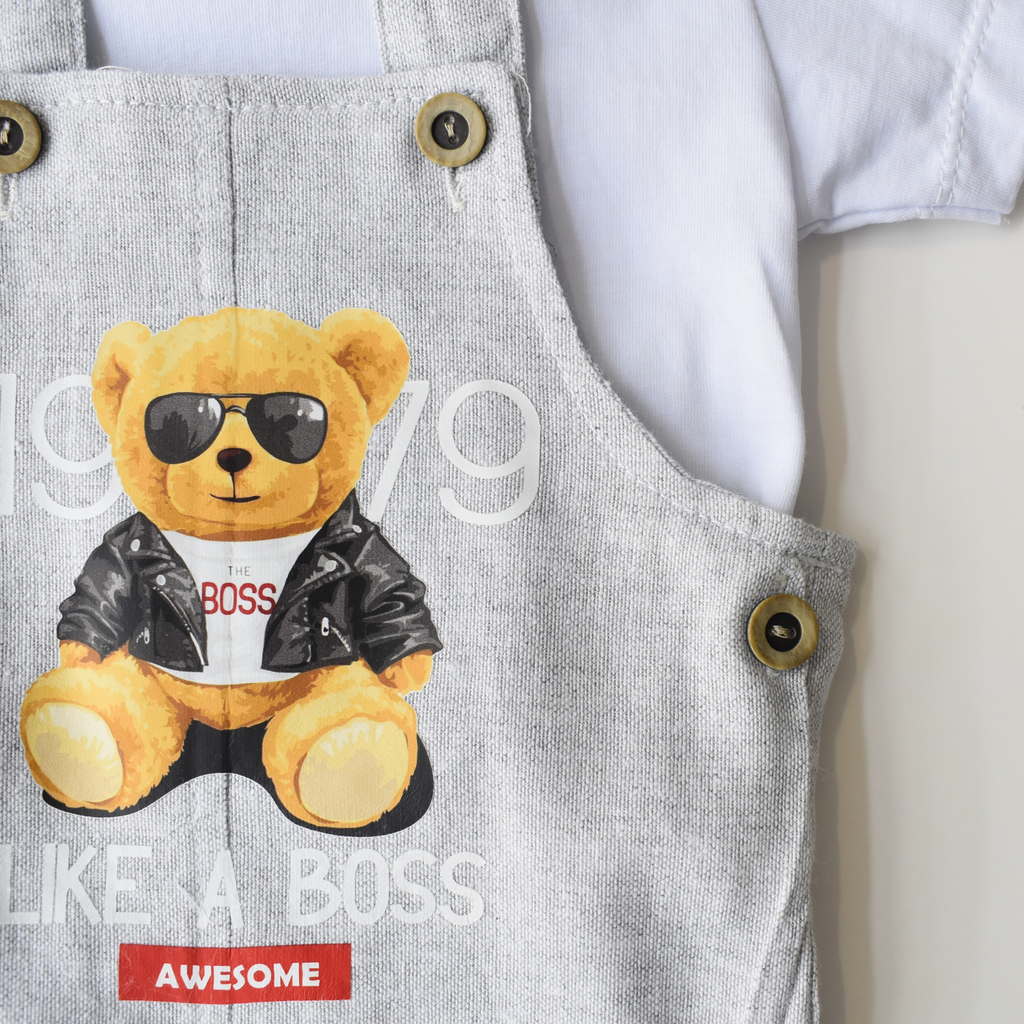 Baby onesie “Like a Boss” – Two-piece set with bear motif