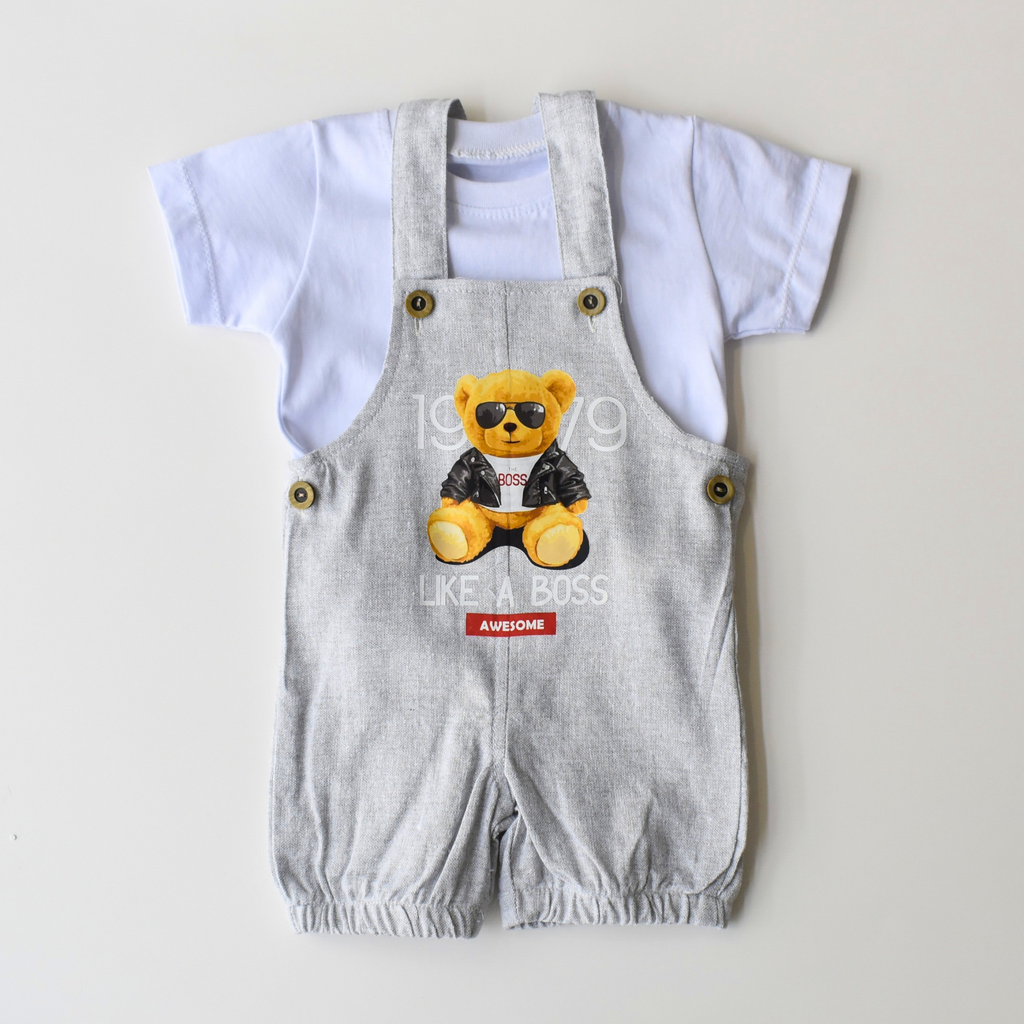 Baby onesie “Like a Boss” – Two-piece set with bear motif