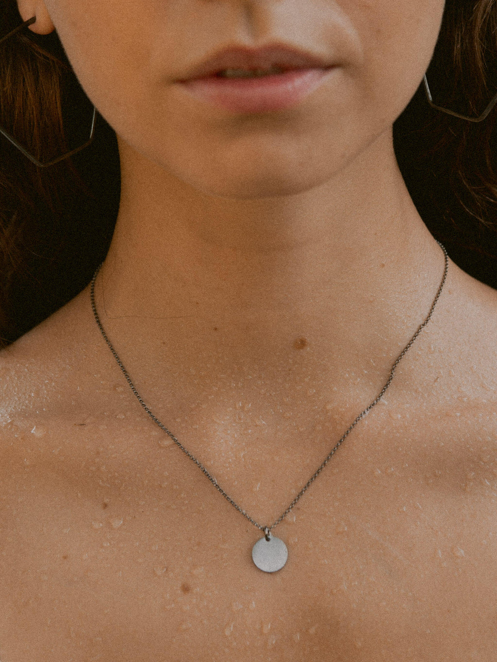 Circle pendant – Black, rhodium-plated 925 sterling silver