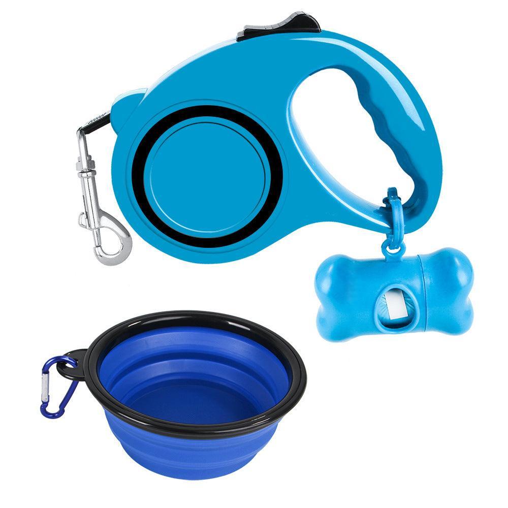 3-In-1 Dog Traction Rope And Folding Bowl Set