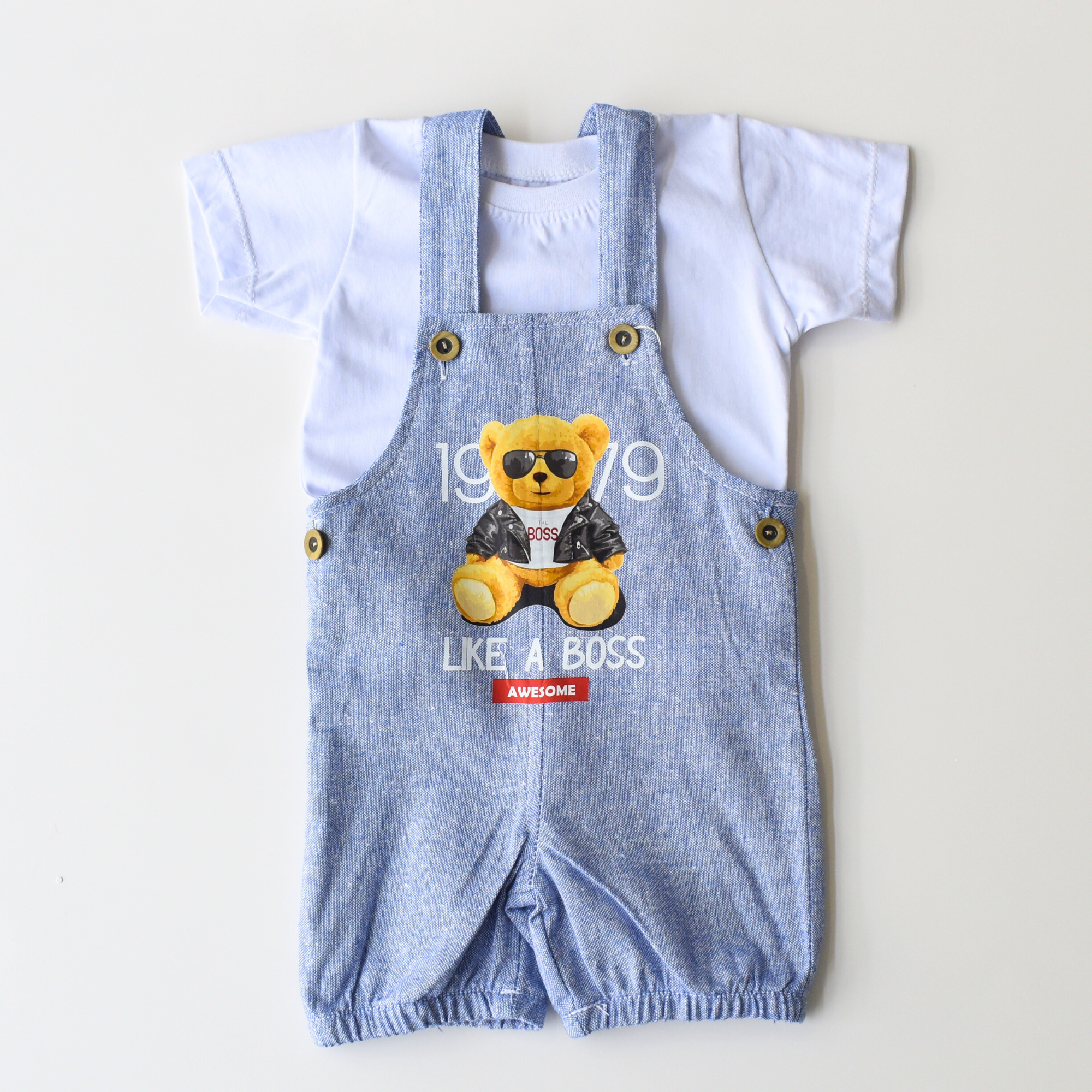 Baby onesie “Like a Boss” – Two-piece set with bear motif