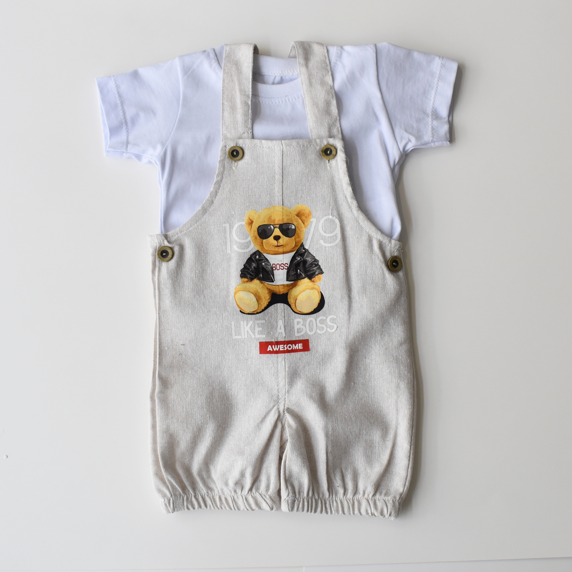 Baby onesie “Like a Boss” – Two-piece set with bear motif