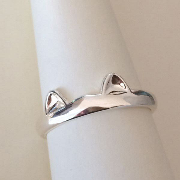 Adjustable cat ring – 925 sterling silver with ears and paw