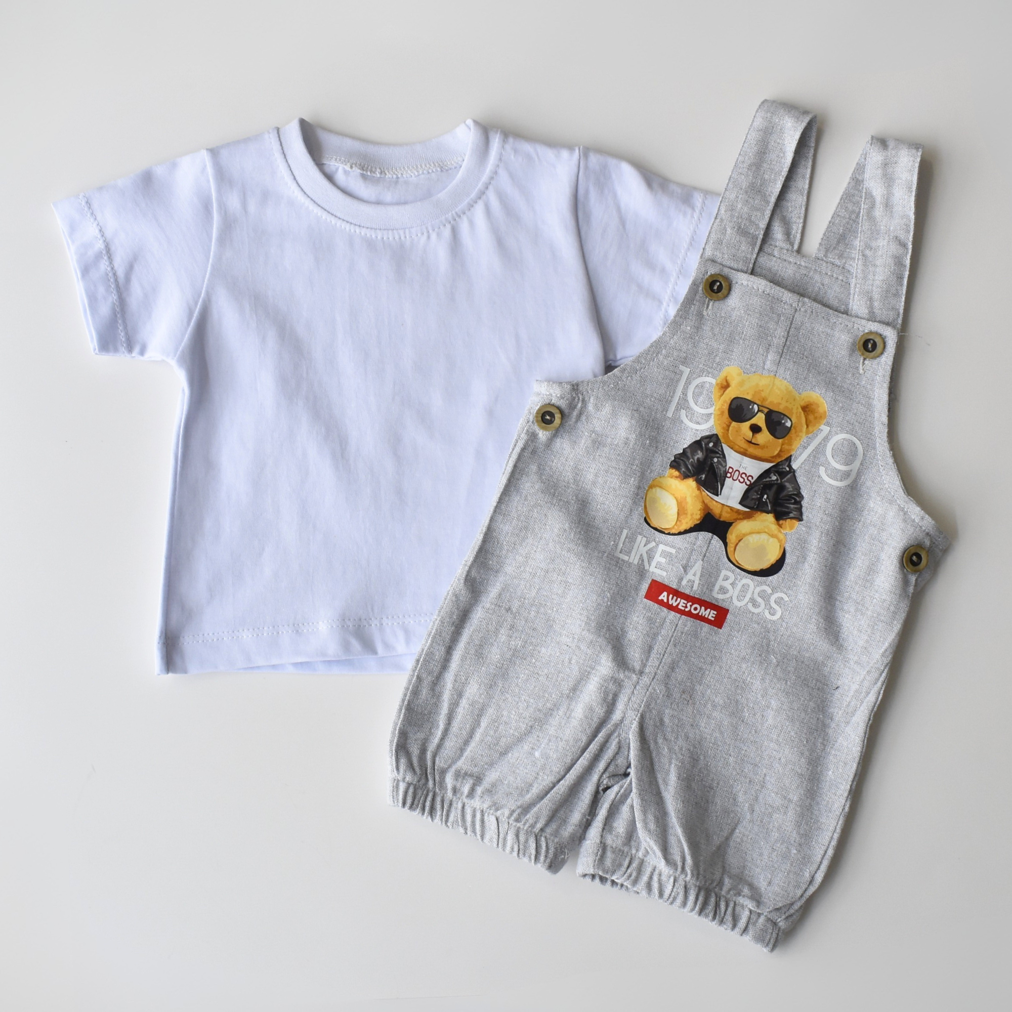 Baby onesie “Like a Boss” – Two-piece set with bear motif