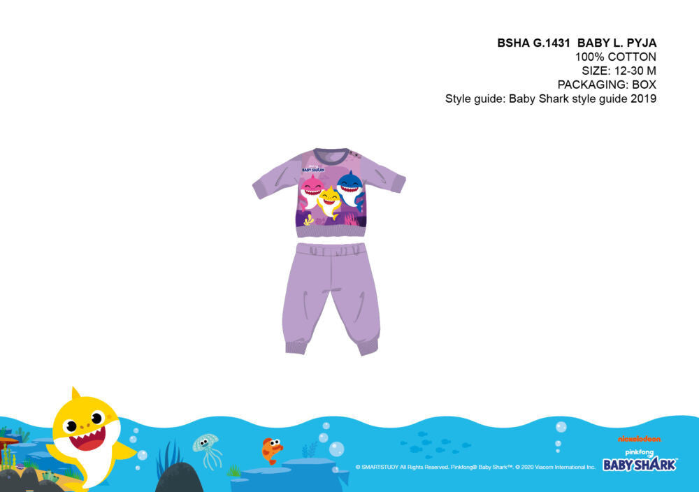 Baby Shark Baby-Pyjama made of Baumwolljersey – Lila