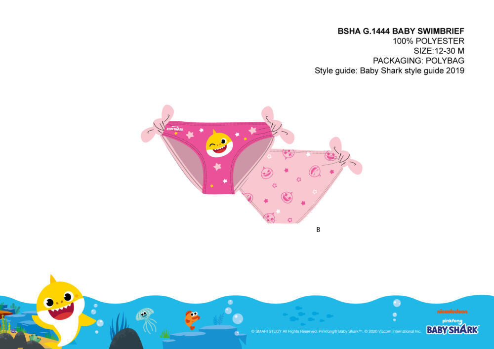 Baby Shark Swim Trunks for Girls – Light Pink