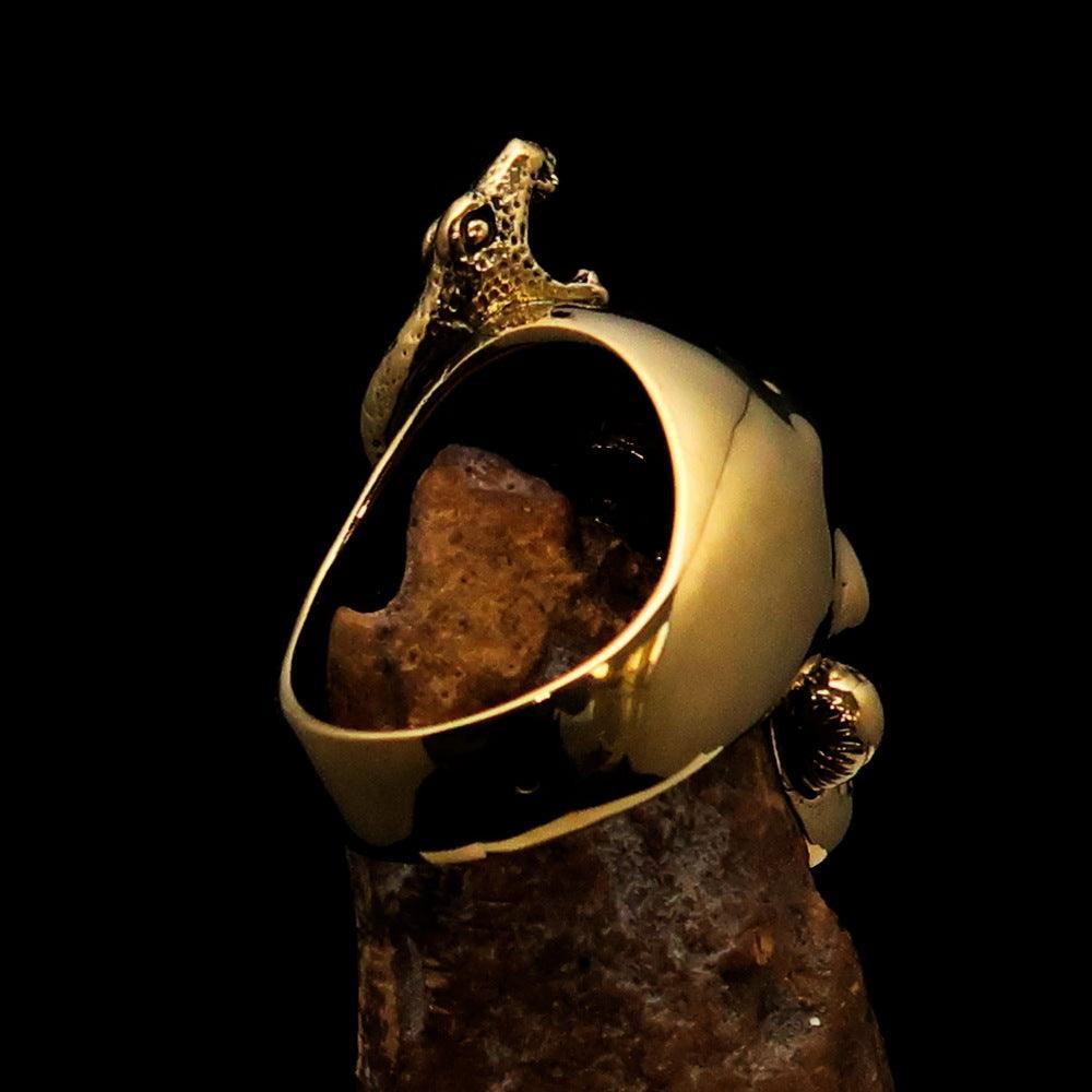 Massive biker ring – brass with snake skull design