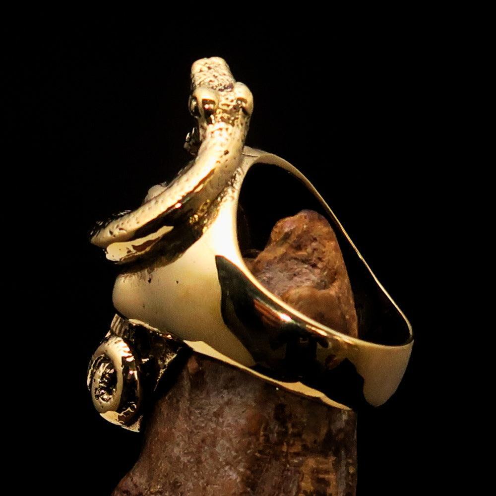 Massive biker ring – brass with snake skull design