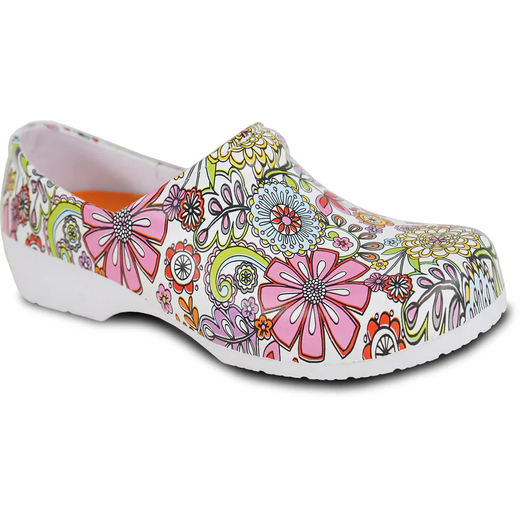 Women's clogs with non-slip sole – floral pattern