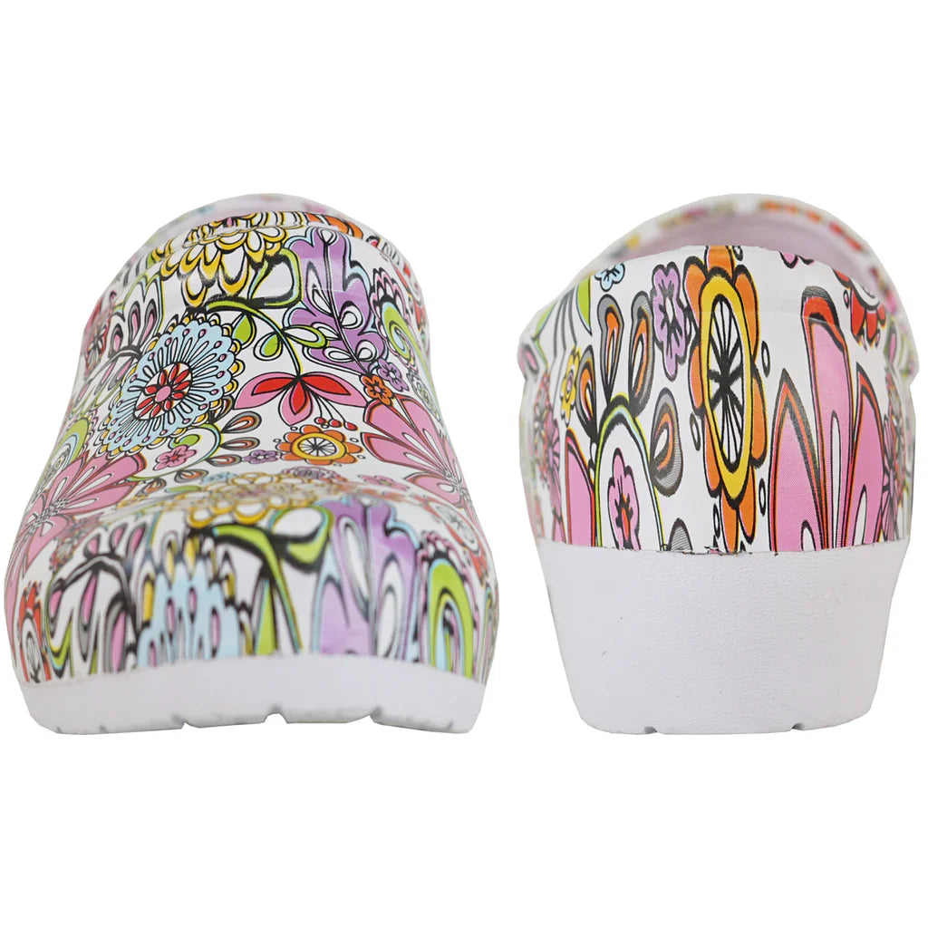 Women's clogs with non-slip sole – floral pattern