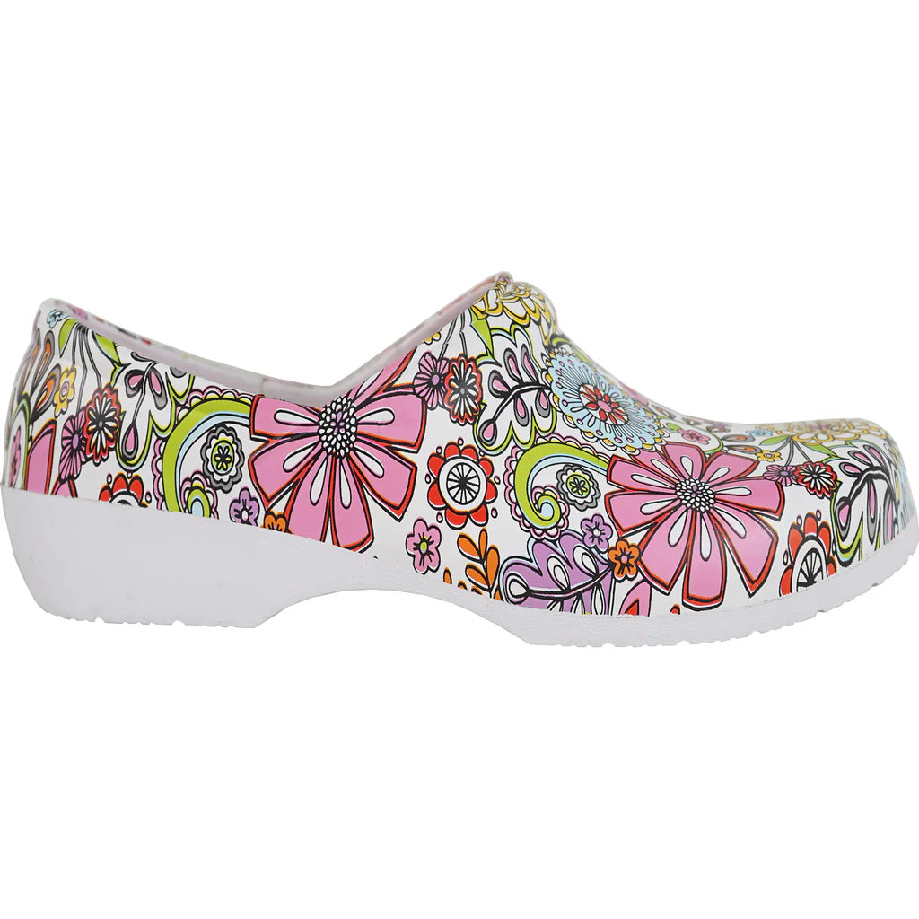 Women's clogs with non-slip sole – floral pattern