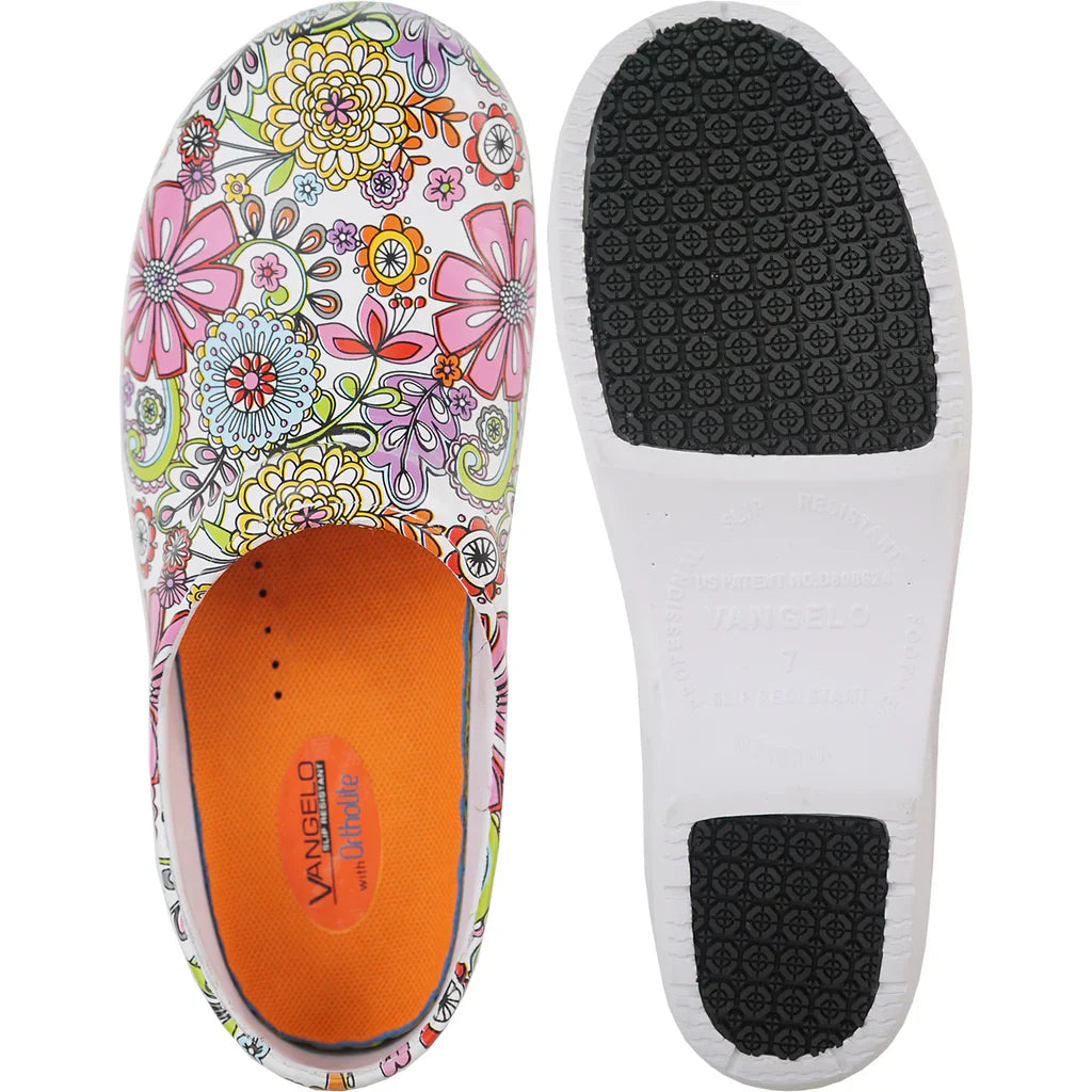 Women's clogs with non-slip sole – floral pattern