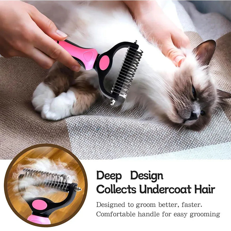 Pet Deshedding Brush Cat Comb Self Cleaning Hair Remover