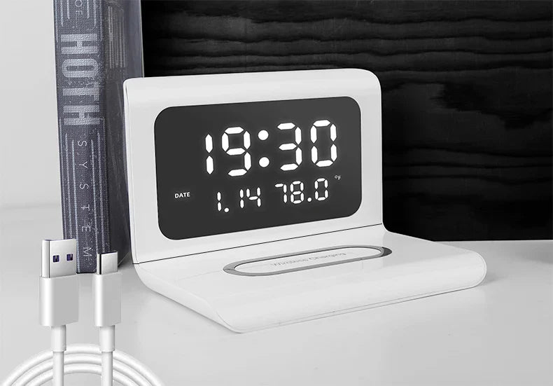 3-in-1 40W Wireless Charger with LED Clock