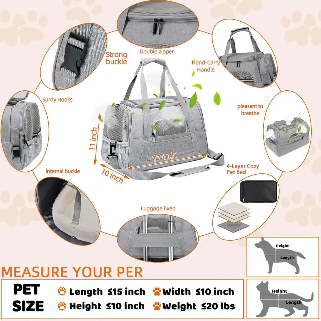 Pet Carrier Bag Airline Approved Up for Cats and Dogs