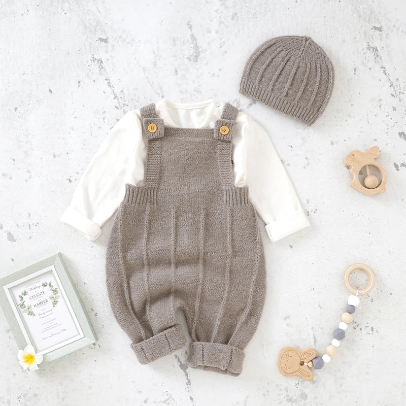 “SnugBabe™ Neutral Strap Romper Set – Baby & Toddler Outfits”