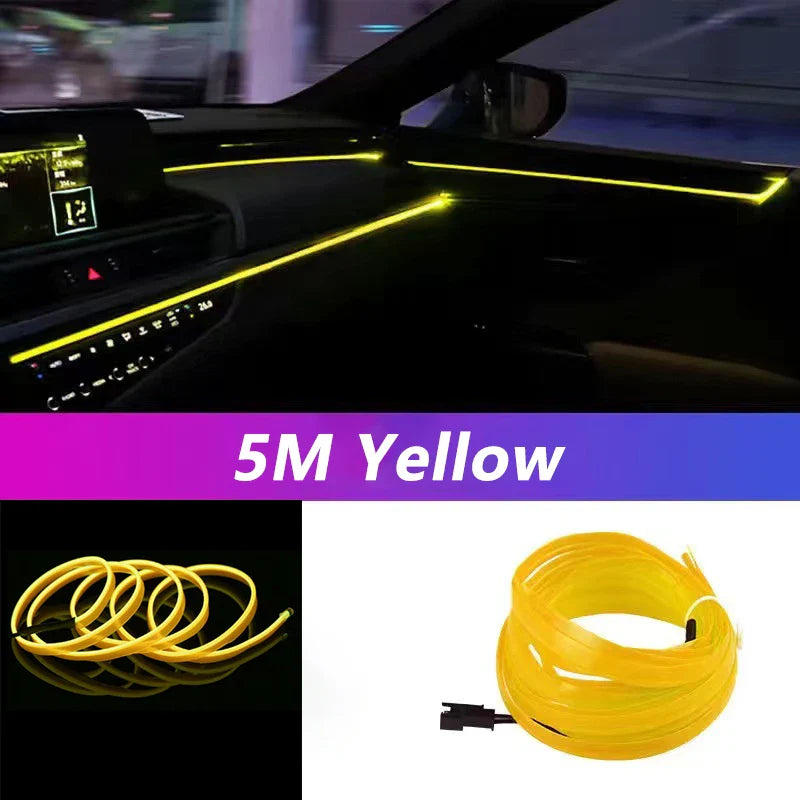RideShine™ 5M Car LED Neon Strip USB Decorative Light
