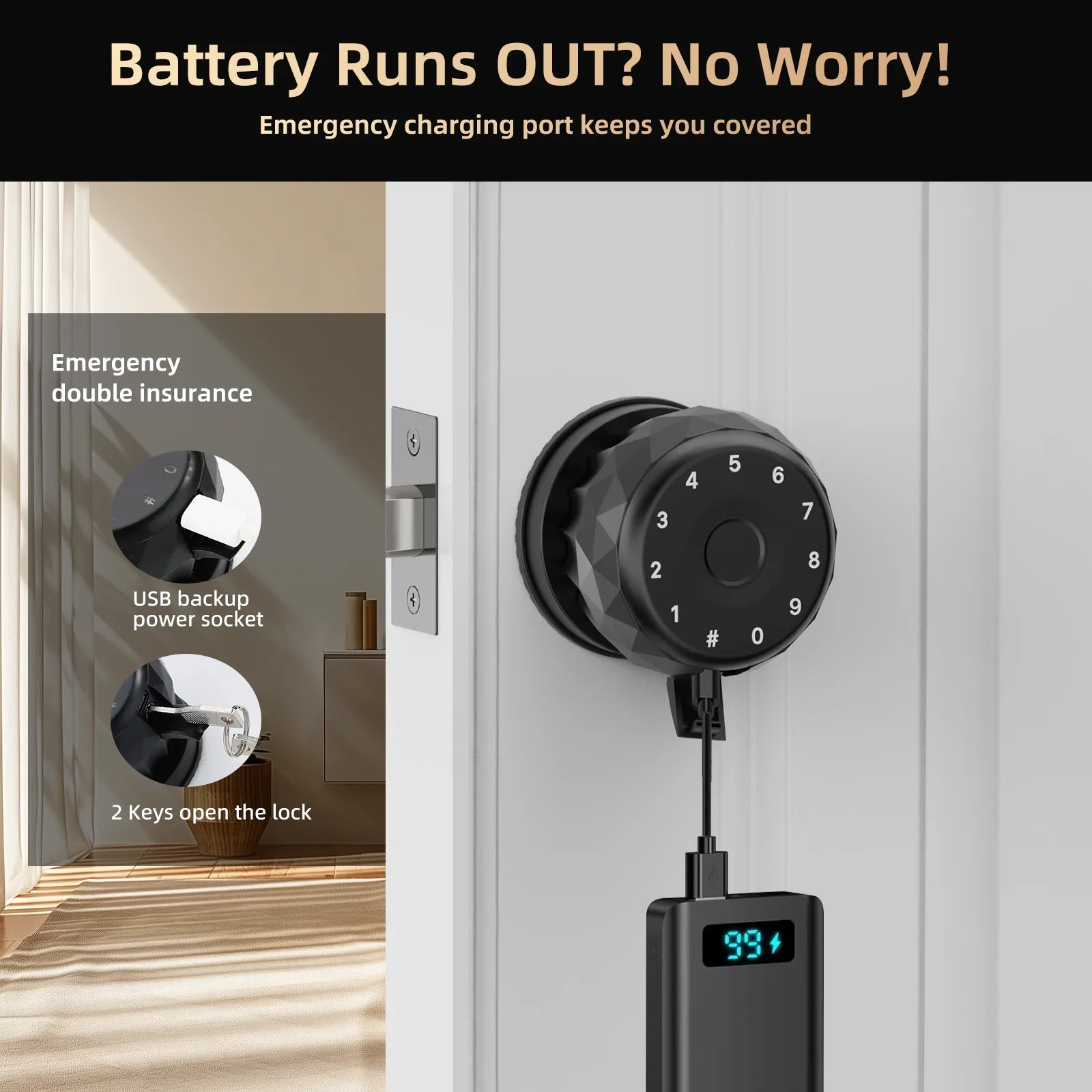 Viladepot™ Fingerprint Smart Lock – Indoor Electronic Keypad