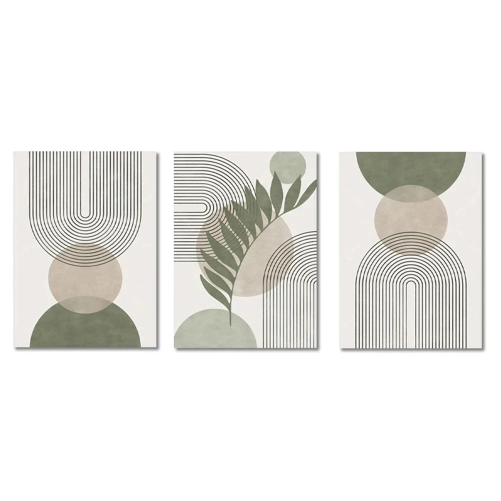 Boho Geometric Wall Art™ – Sage Green Nordic Canvas Print