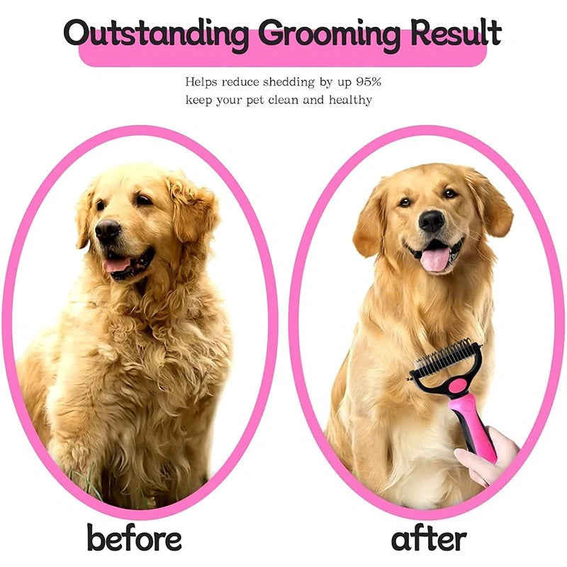 Pet Deshedding Brush Cat Comb Self Cleaning Hair Remover