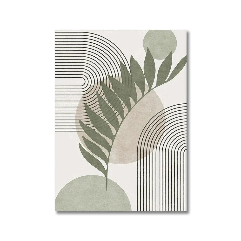 Boho Geometric Wall Art™ – Sage Green Nordic Canvas Print