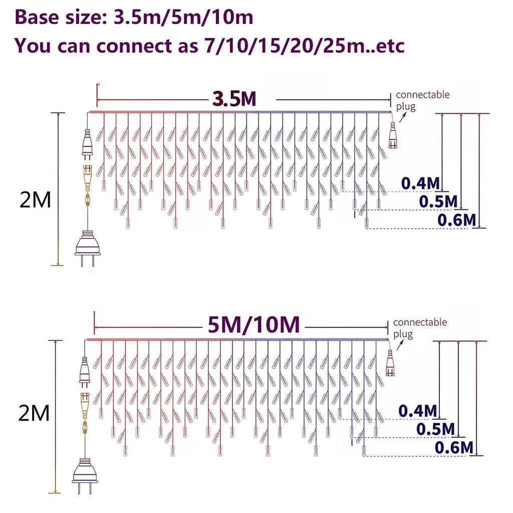 LED-Lichterkette in Eiszapfenform für Garten und Hof
