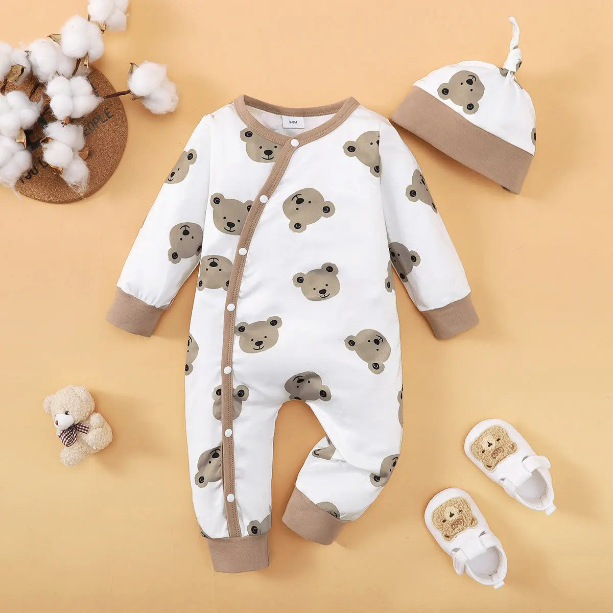 TinyBear™ Soft Baby Boy Onesie – Winter Fashion Romper