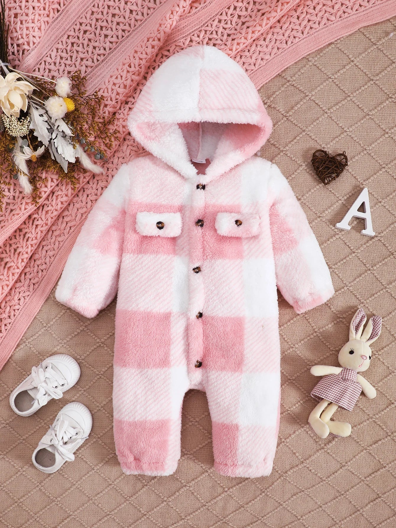 SnuggleWear™ Baby Hooded Romper – Warm & Soft