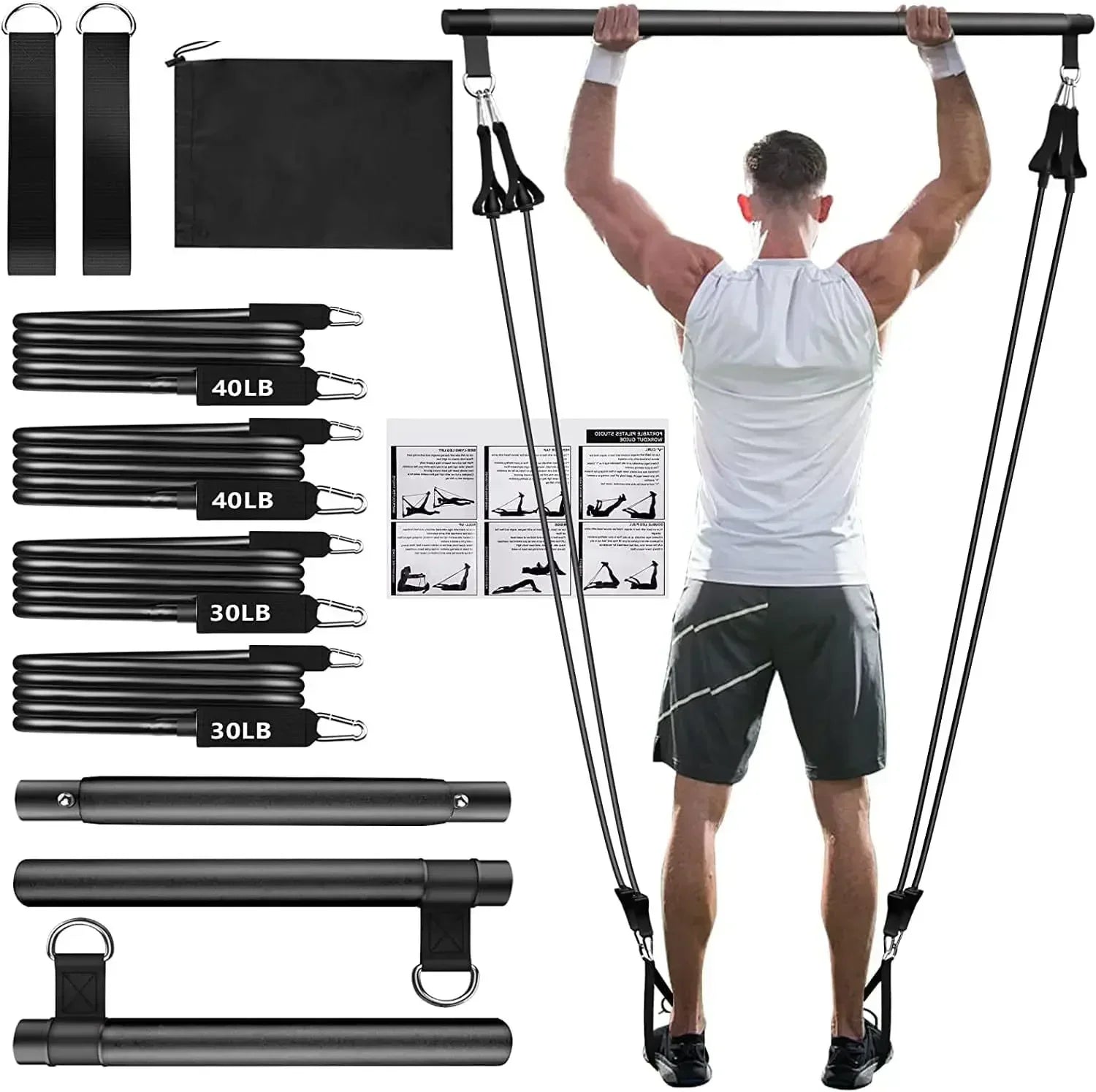 StretchPro™ Home Gym Bar with Bands
