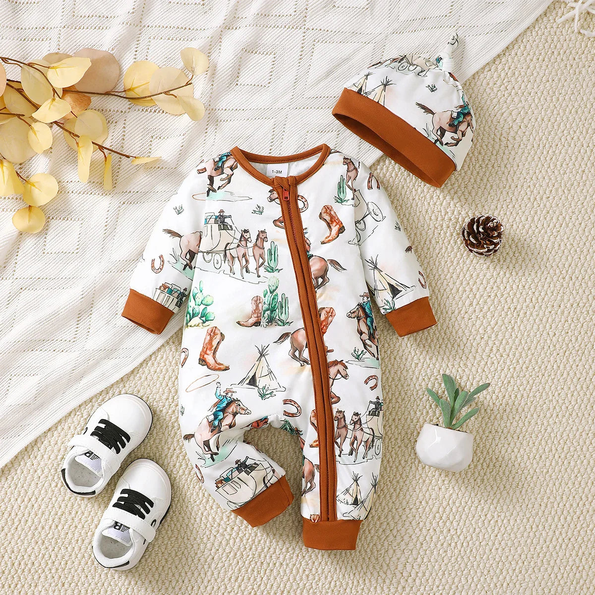TinyBear™ Soft Baby Boy Onesie – Winter Fashion Romper