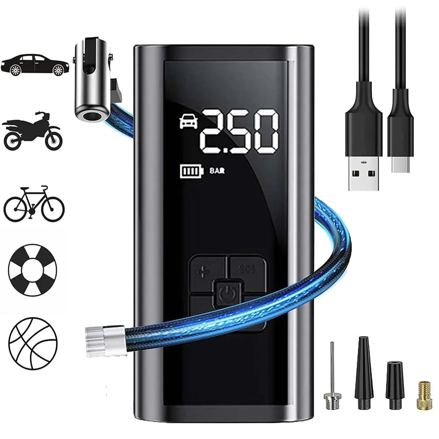 Kompakter Luftkompressor – für Auto, Fahrrad und Bälle