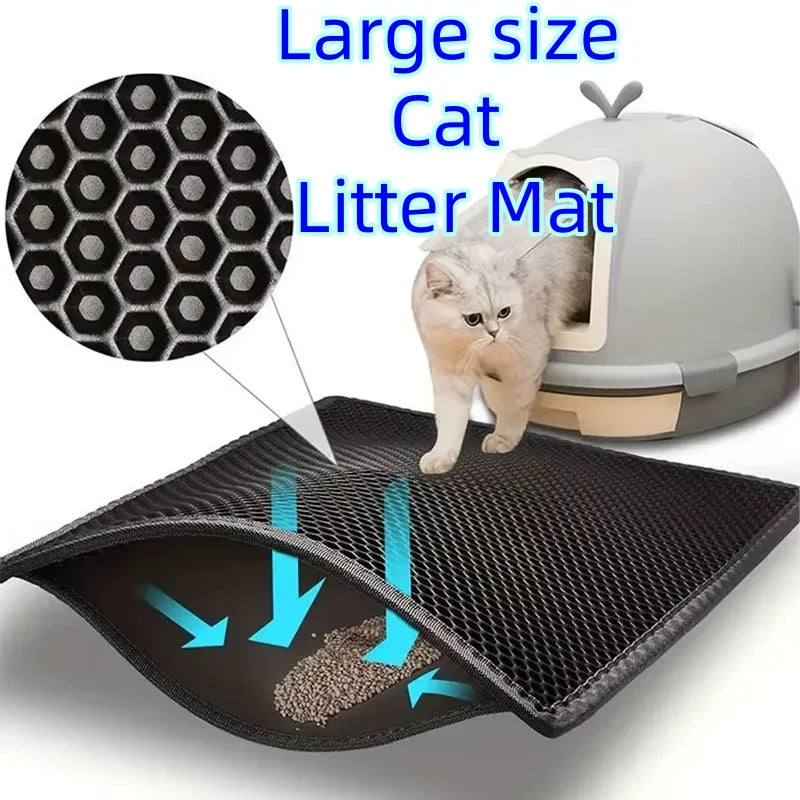Large Cat Litter Mat Waterproof Double Layer Litter Trapping Clean Pad for Cat