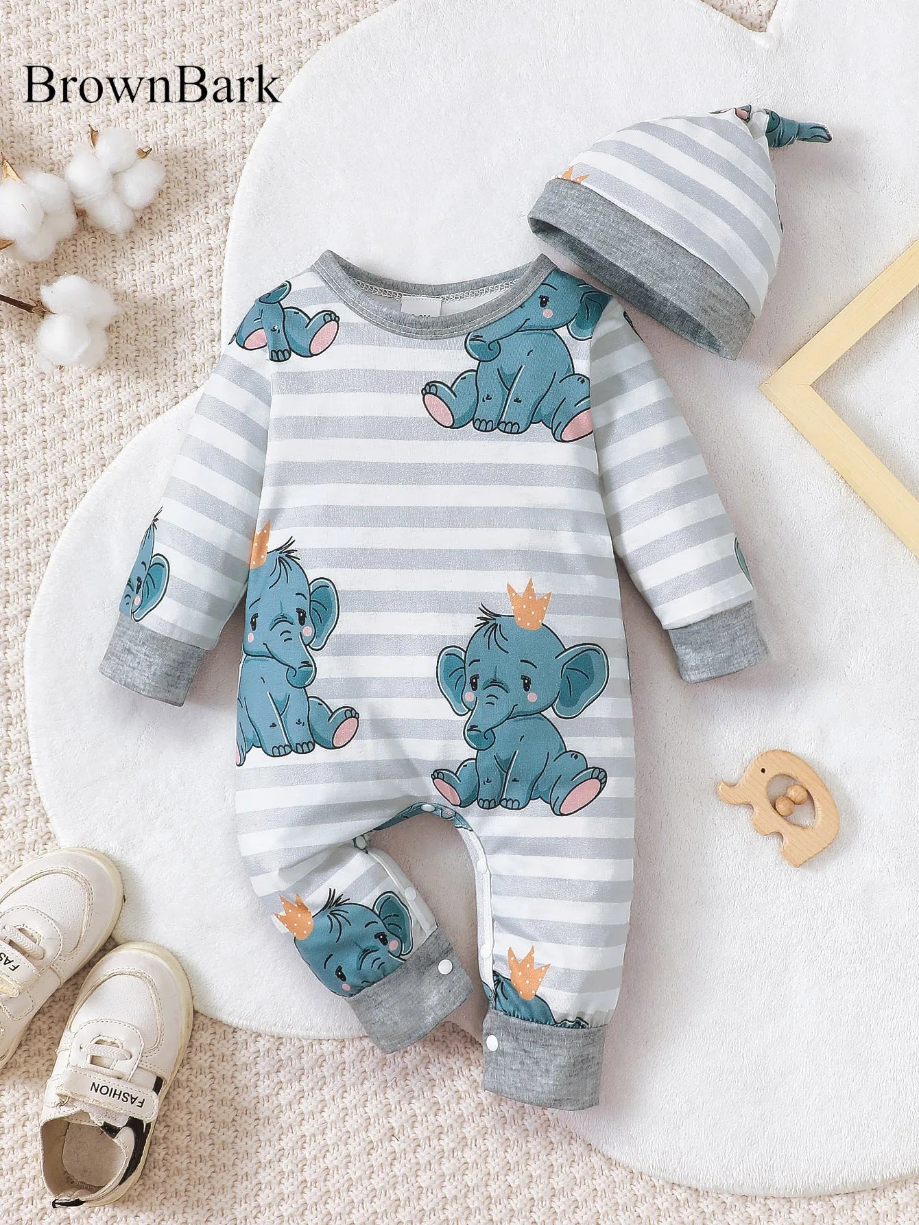 TinyBear™ Soft Baby Boy Onesie – Winter Fashion Romper