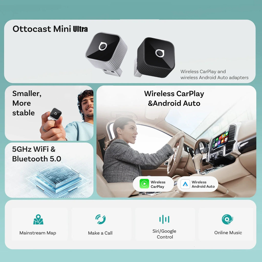 Ottocast™ Mini USB CarPlay Adapter for Cars