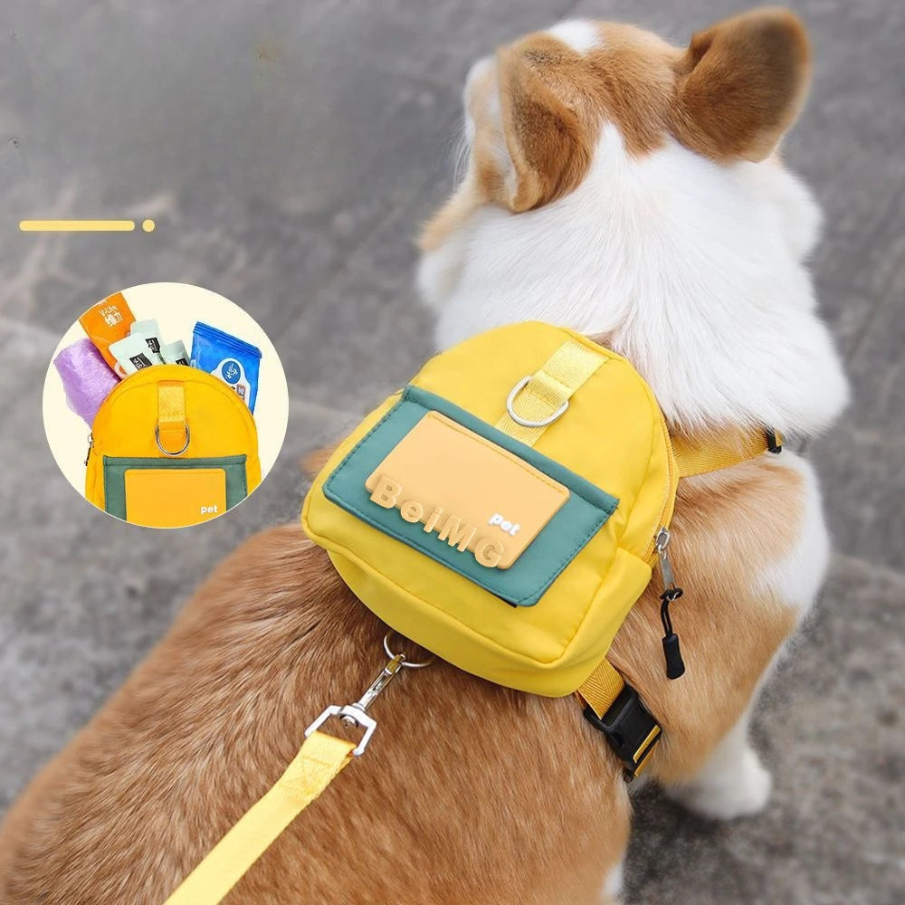 Pet Self Backpack Cartoon Dog Chest Small Schoolbag Cat Dog Outdoor
