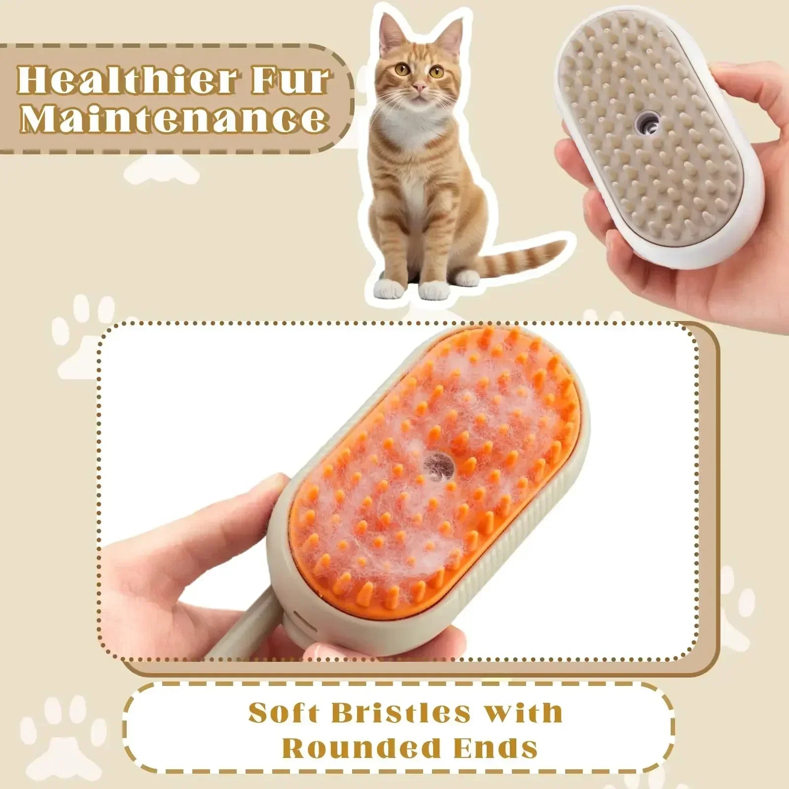 FurEase™ Steam Pet Brush – Massage & Hair Removal