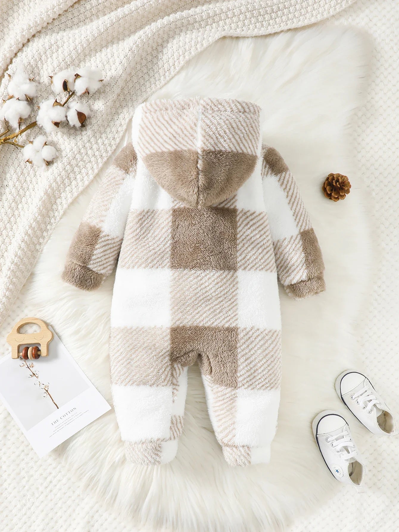 SnuggleWear™ Baby Hooded Romper – Warm & Soft