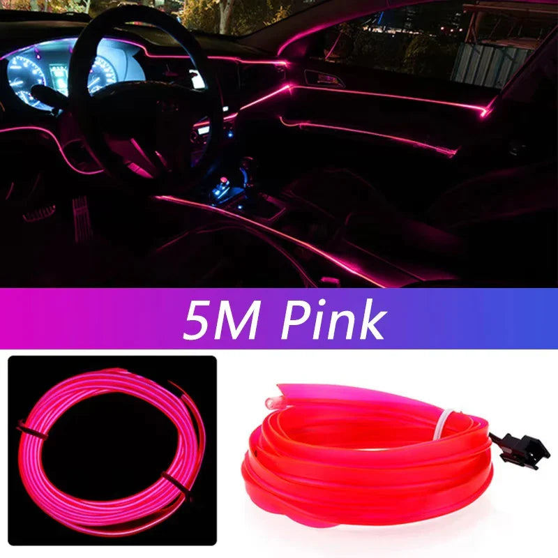 RideShine™ 5M Car LED Neon Strip USB Decorative Light