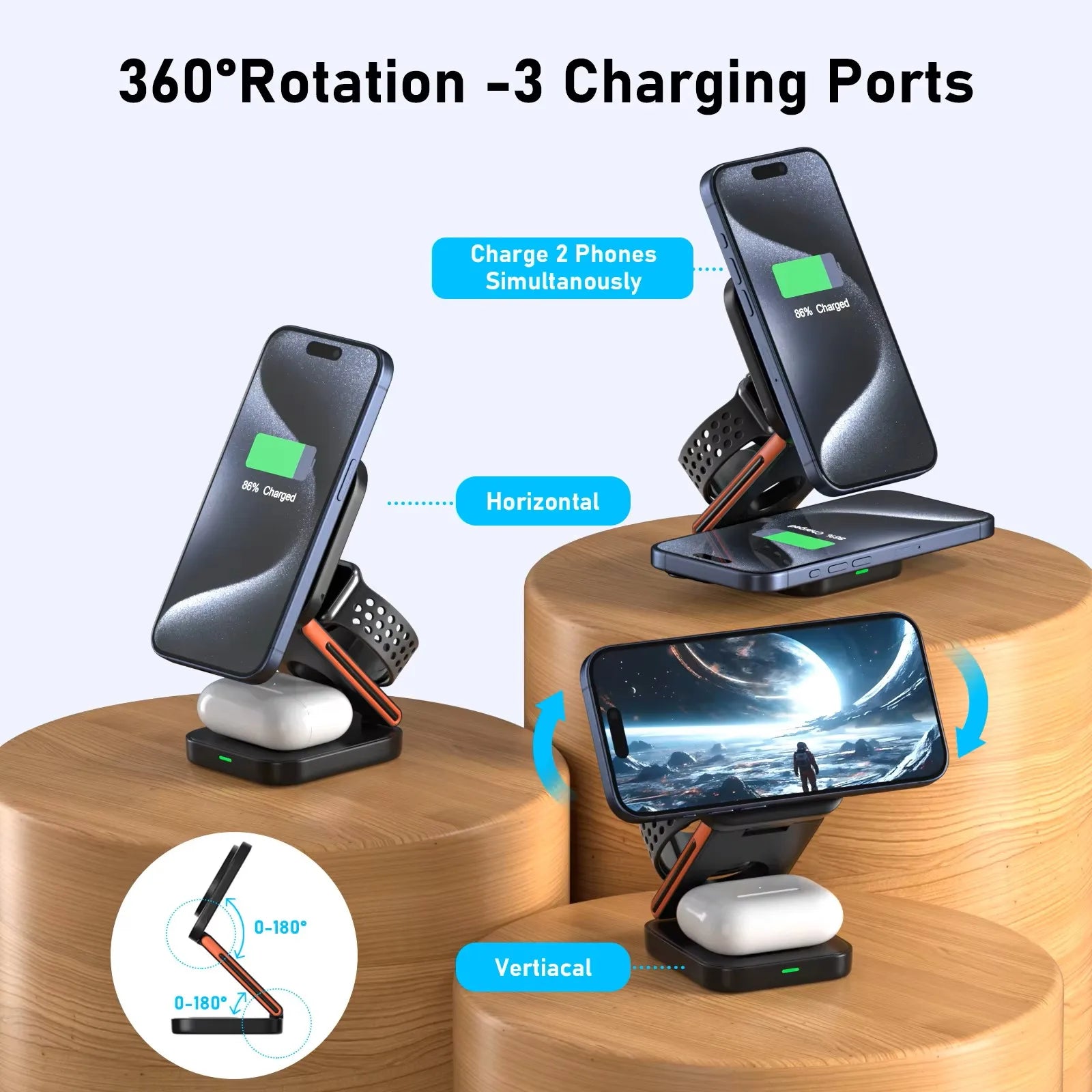 ChargeMax™ 3-in-1 Wireless Dock for iPhone & Apple Watch