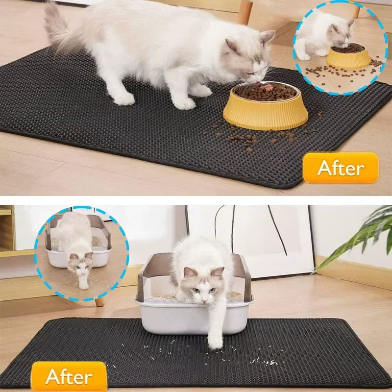 Large Cat Litter Mat Waterproof Double Layer Litter Trapping Clean Pad for Cat