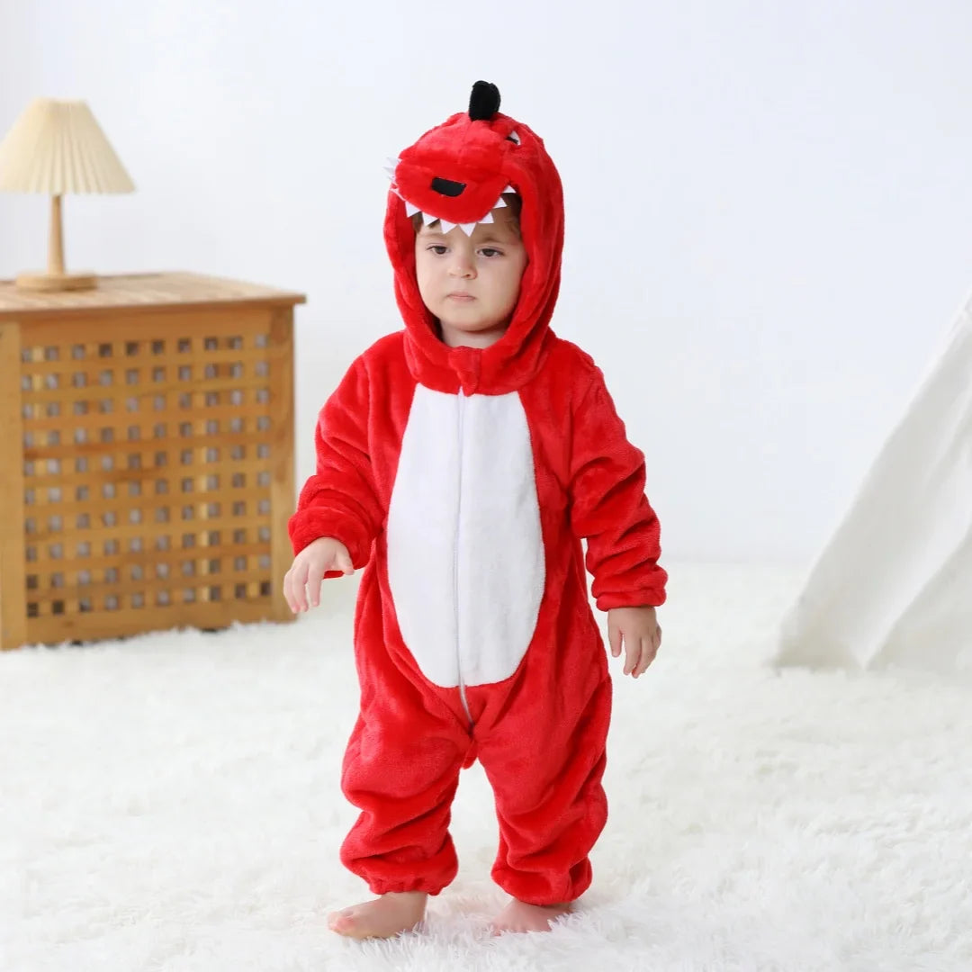 Infant Kids Dino Cartoon Onesie Jumpsuit