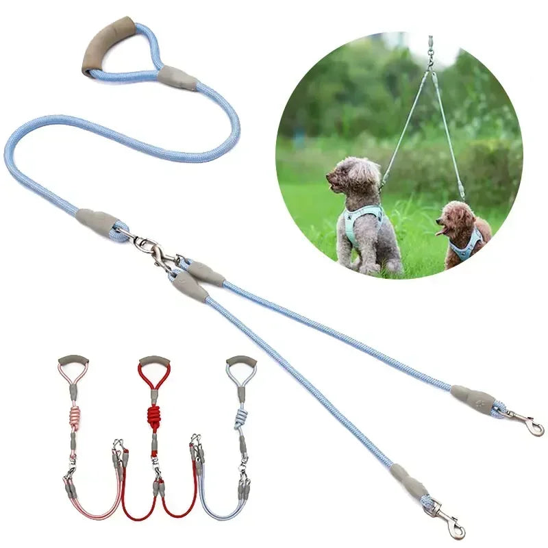 Dog leash Walk dog leash Medium double dog chain Double lead One tow two leads