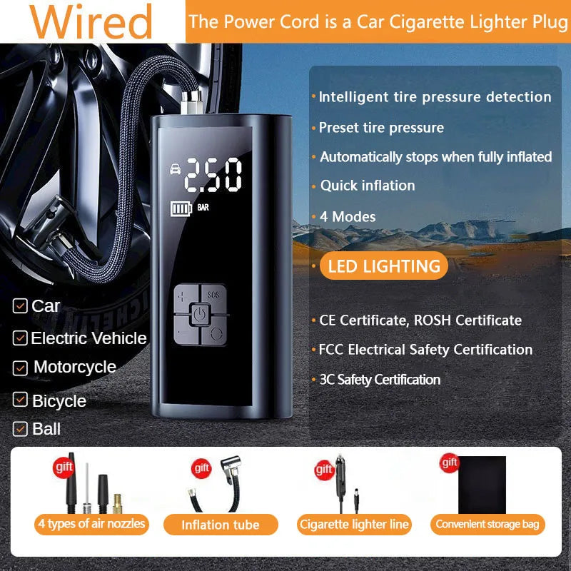 Kompakter Luftkompressor – für Auto, Fahrrad und Bälle