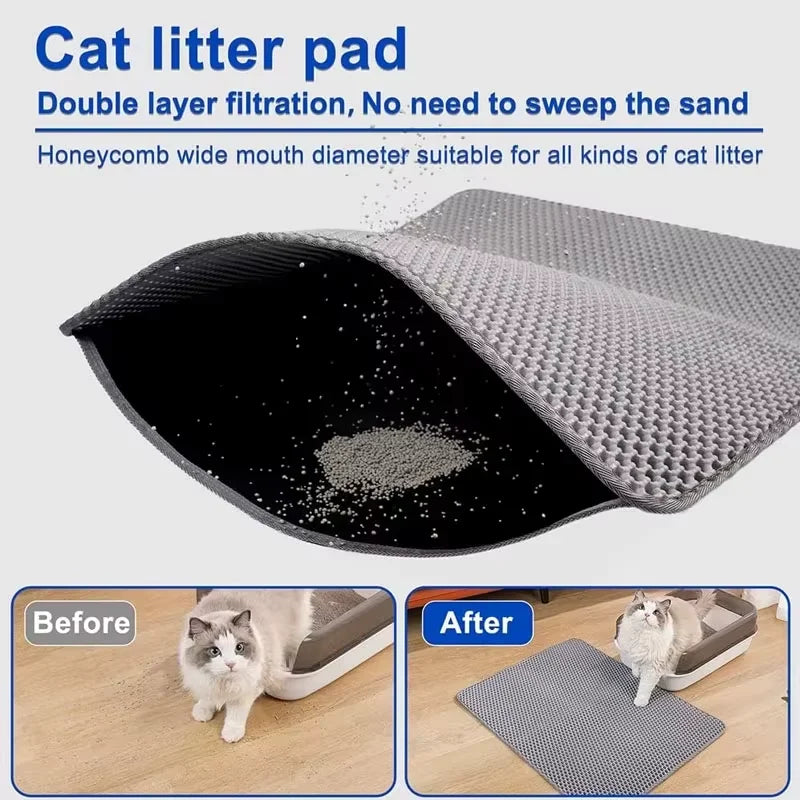 Large Cat Litter Mat Waterproof Double Layer Litter Trapping Clean Pad for Cat