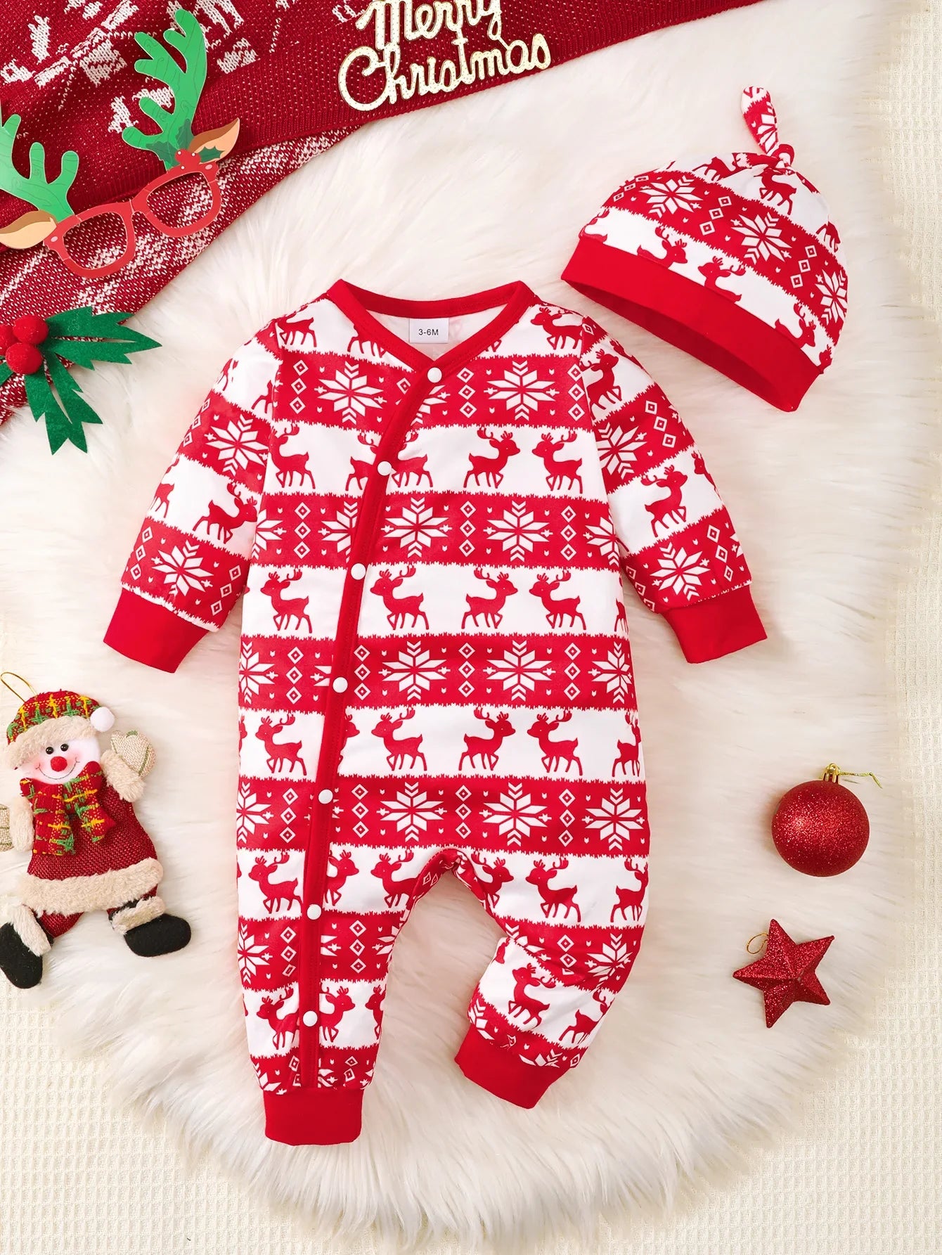 TinyBear™ Soft Baby Boy Onesie – Winter Fashion Romper