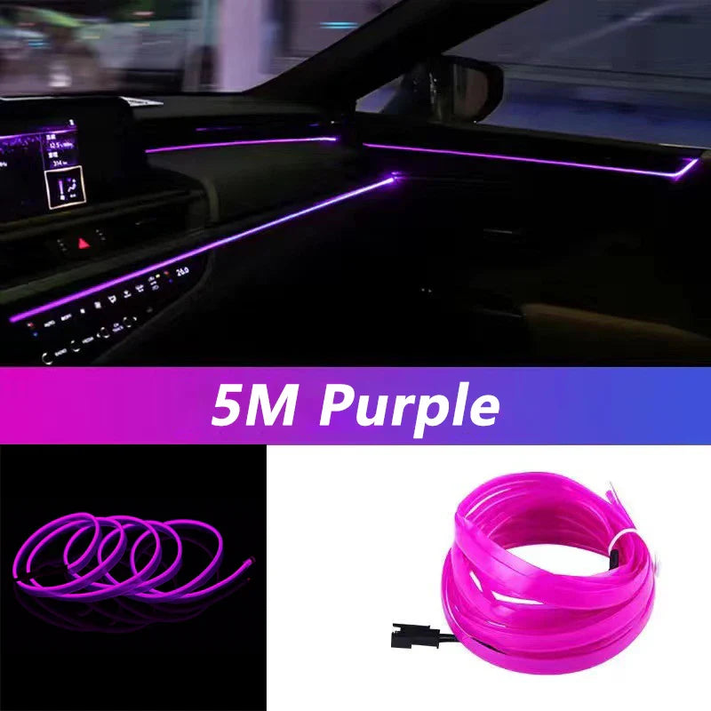 RideShine™ 5M Car LED Neon Strip USB Decorative Light
