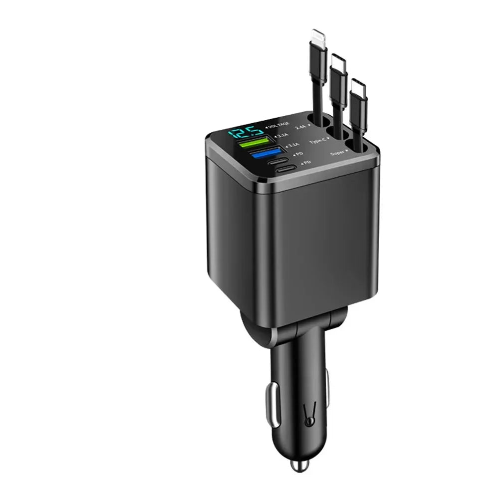 RapidCharge™ Einziehbares Kfz-Ladegerät mit Doppelkabel, 69 W