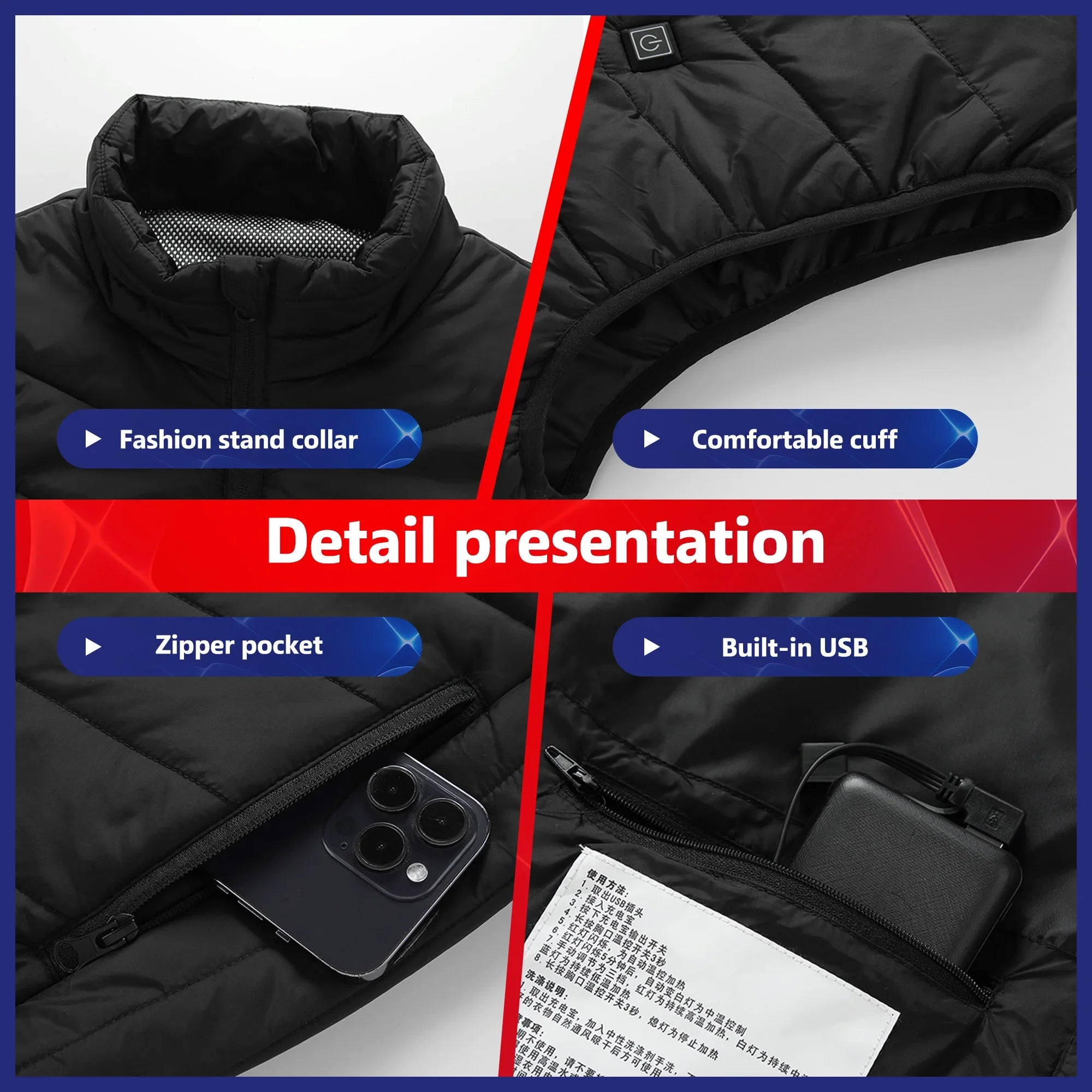 HeatMax™ USB-Heizweste – Outdoor-, Sport- und Reisejacke