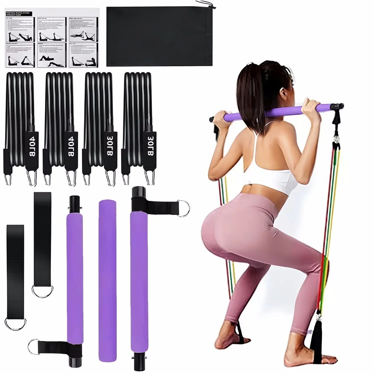 StretchPro™ Home Gym Bar with Bands