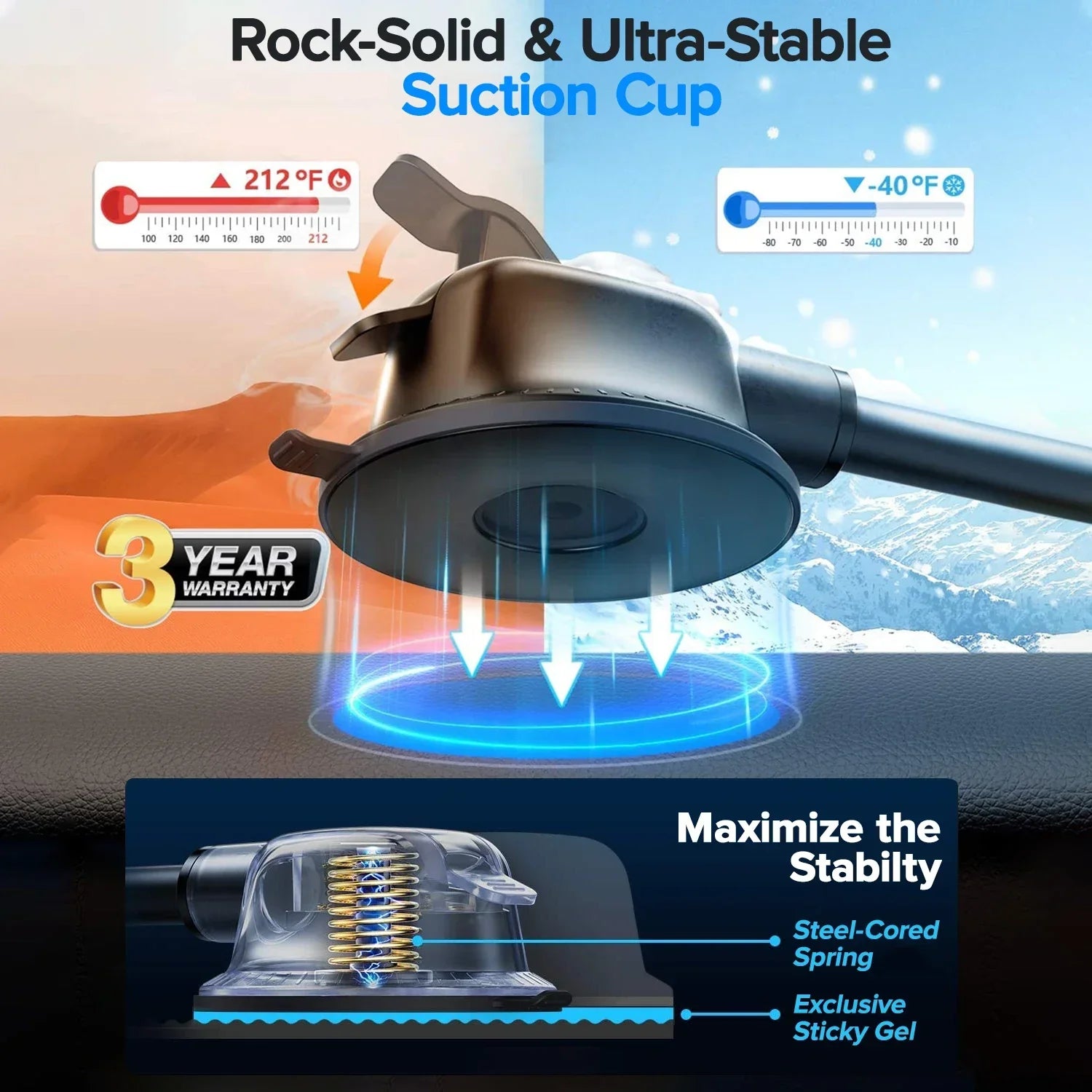 AutoGrip™ 360° Car Phone Mount – Flexible 9in Long Arm, Hands-Free